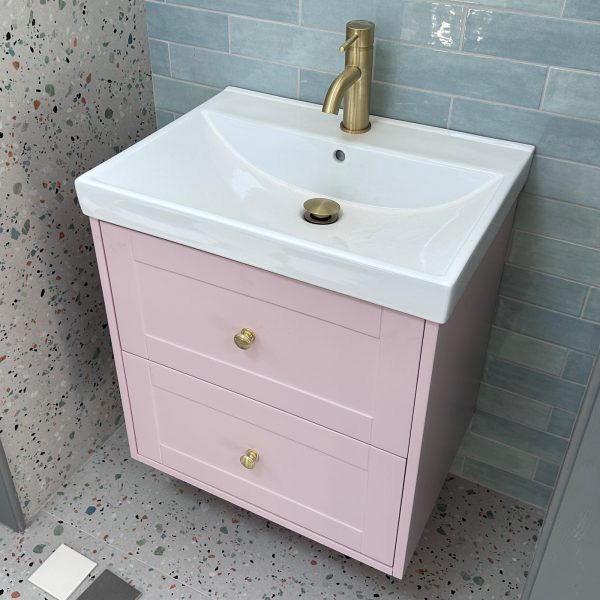 Maple 600mm Pink Wall Hung Vanity Unit