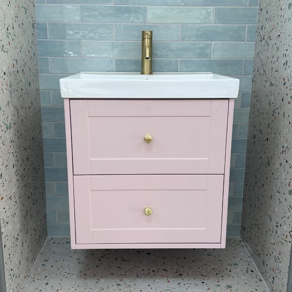 Maple 600mm Pink Wall Hung Vanity Unit - Image 2