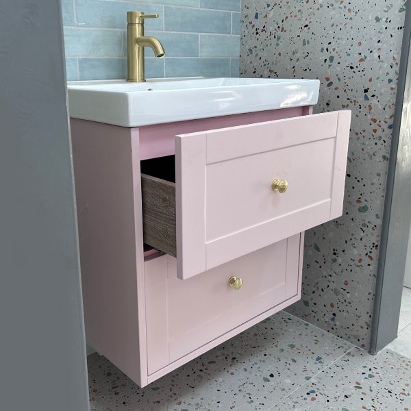 Maple 600mm Pink Wall Hung Vanity Unit - Image 3