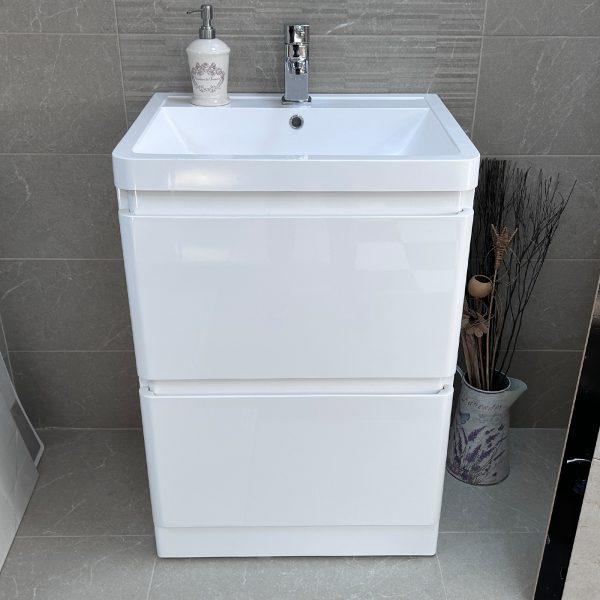 Grosvenor 600mm White Floorstanding Vanity Unit - Image 3