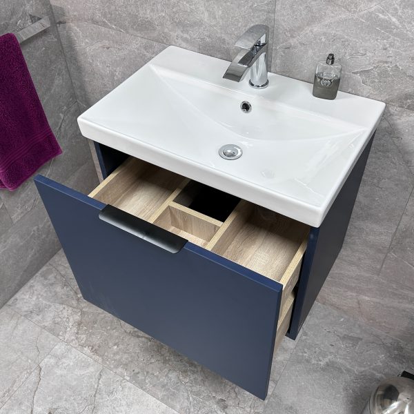 Axel 500mm Deep Matt Blue Wall Hung Vanity Unt - Image 3