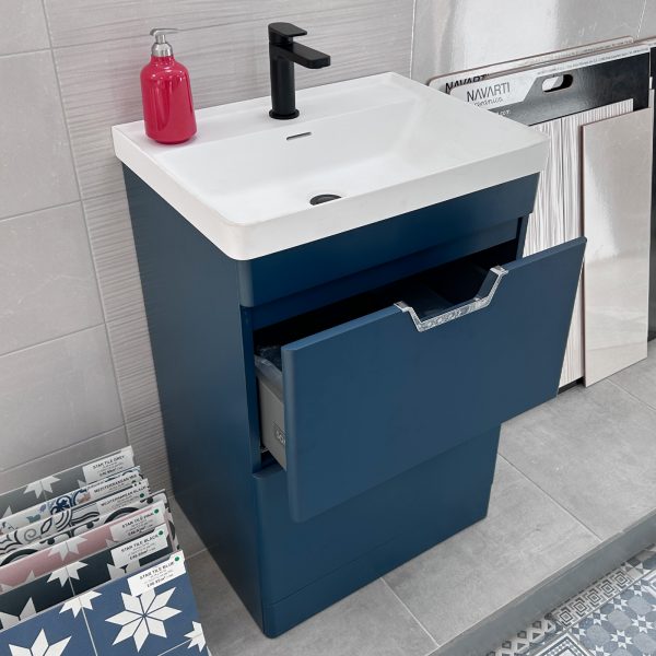 Freya 600mm Ocean Blue Floorstanding Vanity Unit - Image 2