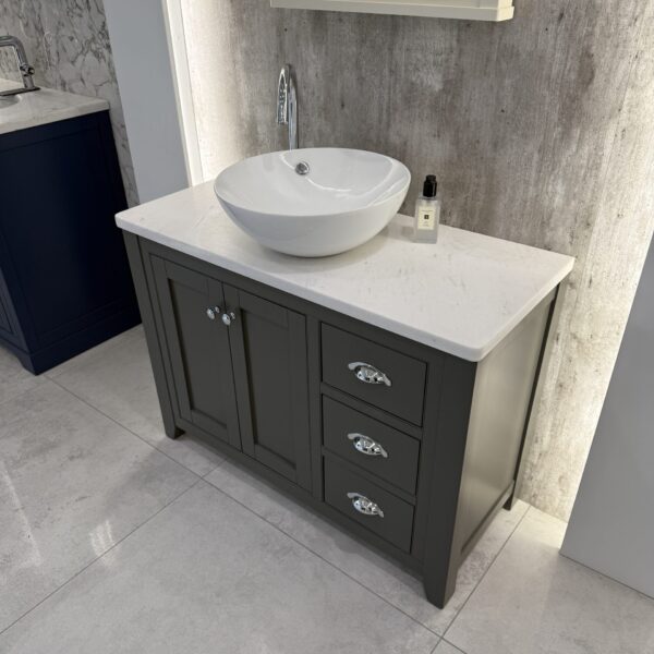 Widcombe 1000 Floorstanding Vessel Basin Unit with Honed Marble Worktop - Image 2