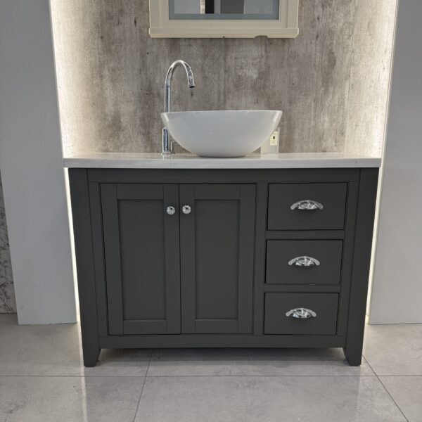 Widcombe 1000 Floorstanding Vessel Basin Unit with Honed Marble Worktop - Image 4