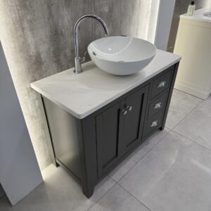 Widcombe 1000 Floorstanding Vessel Basin Unit with Honed Marble Worktop