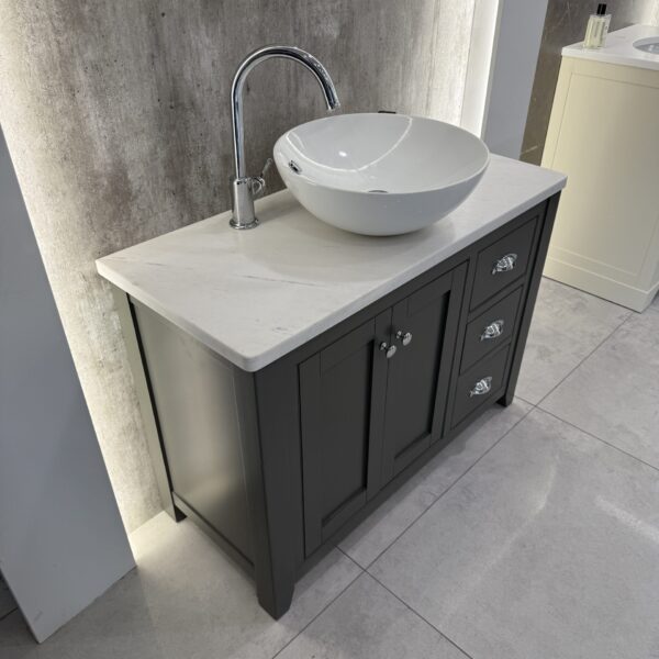Widcombe 1000 Floorstanding Vessel Basin Unit with Honed Marble Worktop