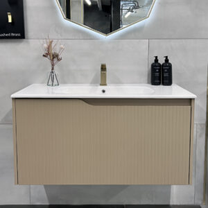 Serra 1000mm Fluted Wall Unit Grey Beige Matt