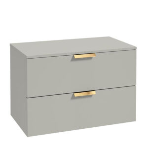 STOCKHOLM Wall Hung 80cm Two Drawer Countertop Vanity Unit Matt Arctic Grey - Choice of Handles