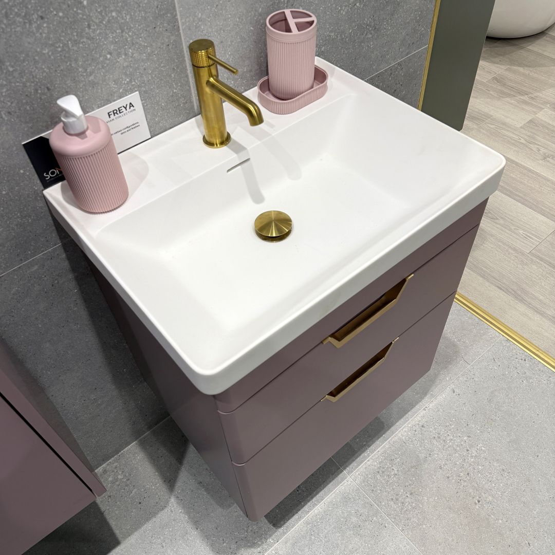 Freya 600mm Cashmere Pink Wall Hung Vanity Unit - Image 3