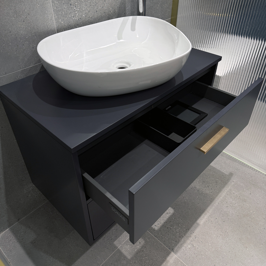 Finland 800mm Night Sky Blue Wall Hung Vanity Unit - Image 3