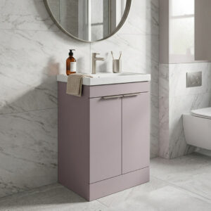 STOCKHOLM Floorstanding 50cm Two Door Vanity Unit Matt Cashmere Pink