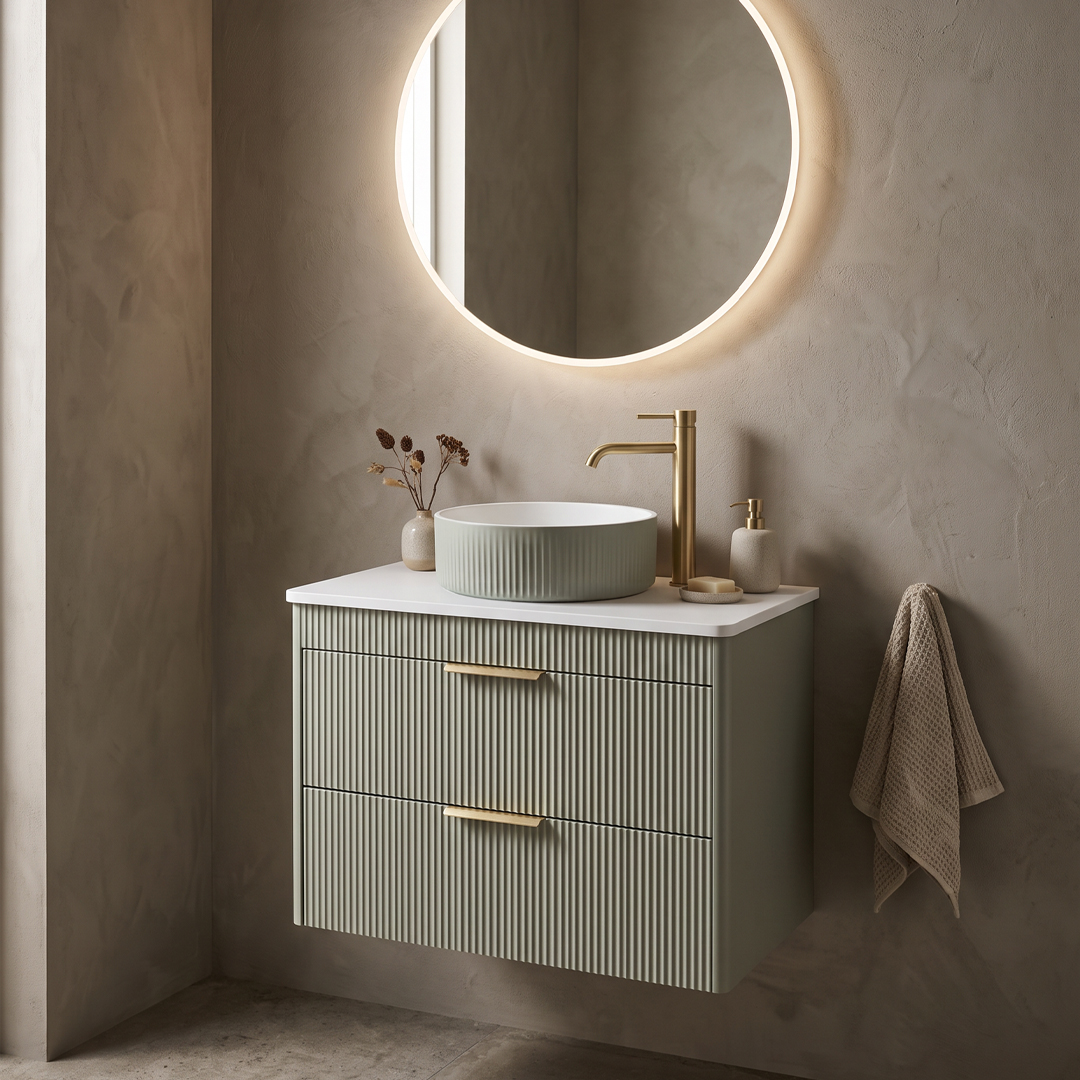 Reed Wall Hung 600m Countertop Vanity Unit Lakeside Sage With Basin - Image 3