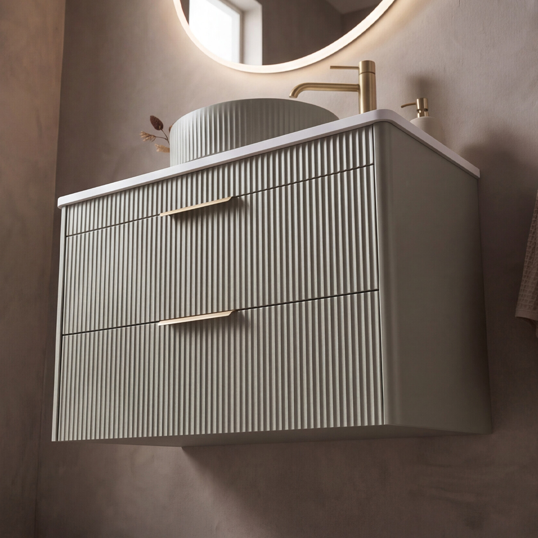 Reed Wall Hung 600m Countertop Vanity Unit Lakeside Sage With Basin - Image 2