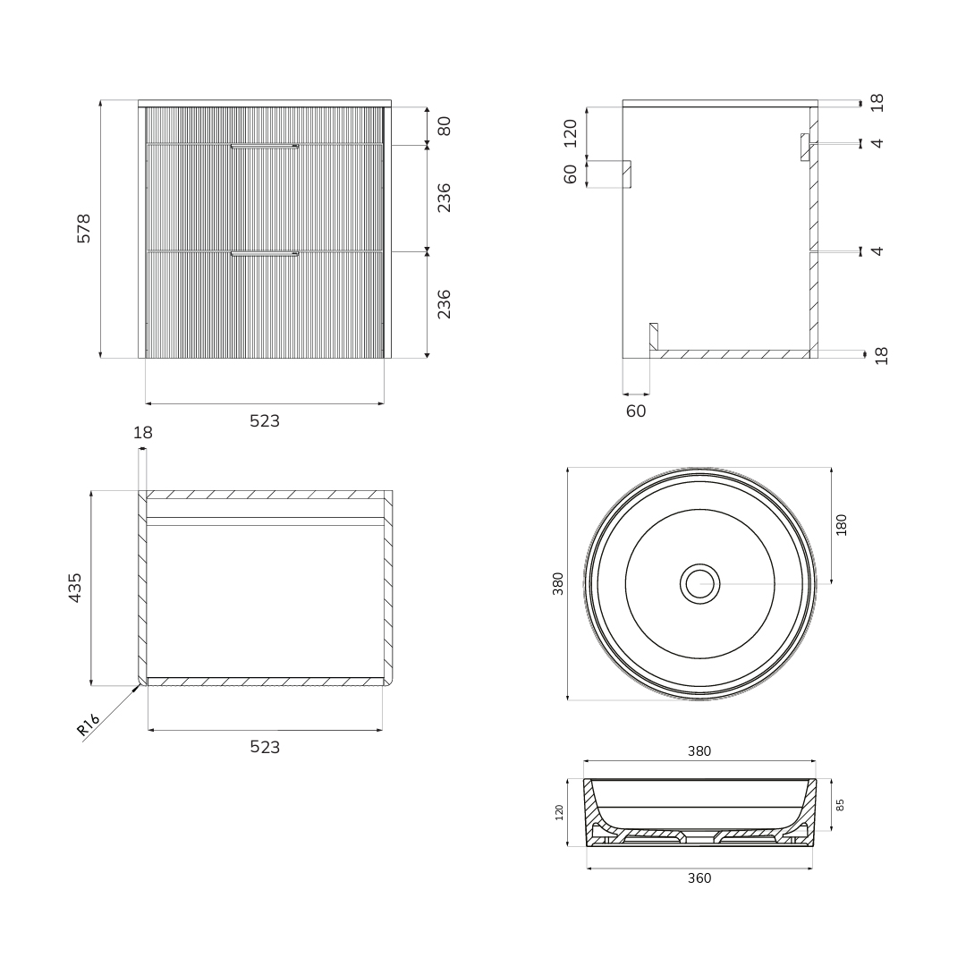 Reed Wall Hung 600m Countertop Vanity Unit Lakeside Sage With Basin - Image 6