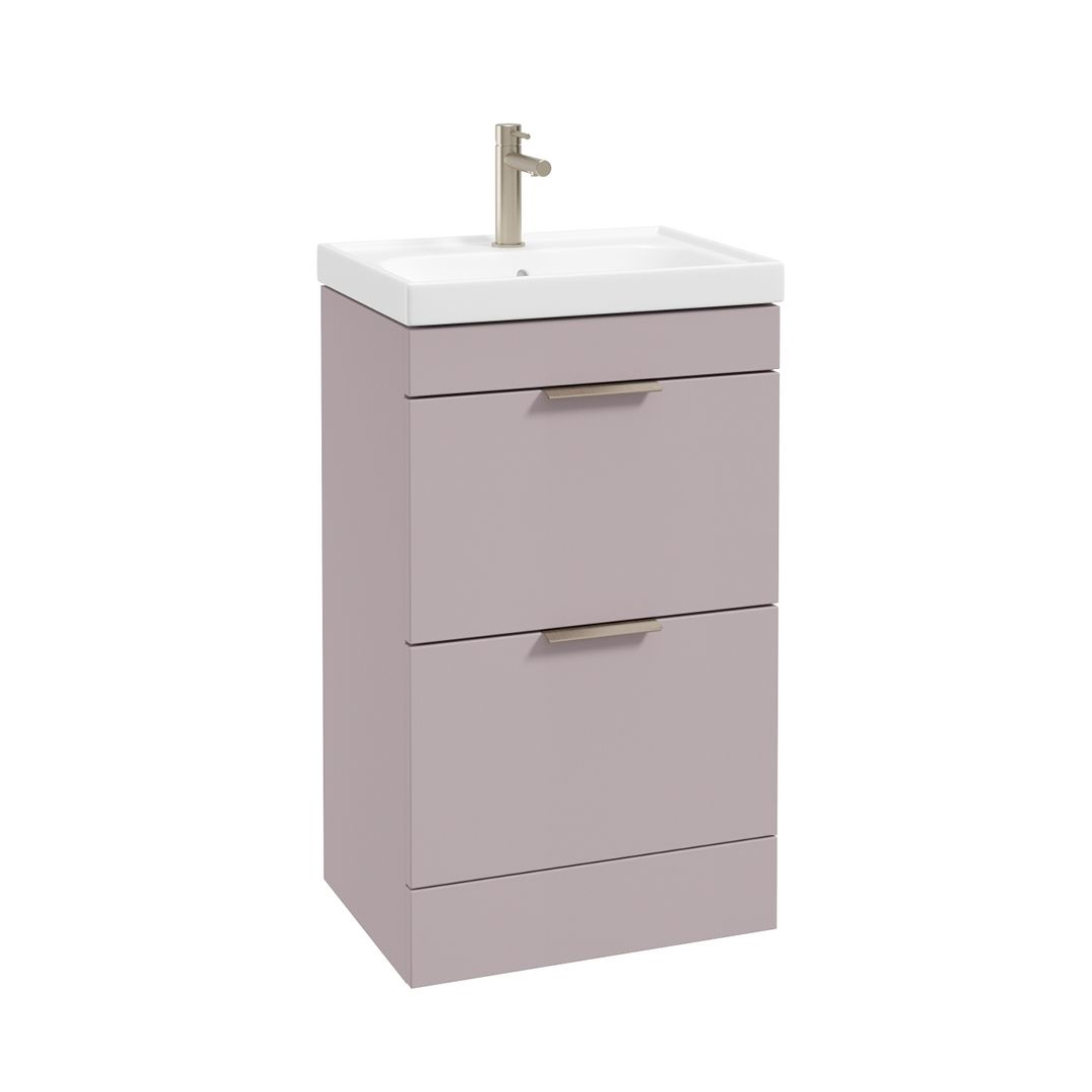 STOCKHOLM Floorstanding 50cm Two Drawer Vanity Unit Matt Cashmere Pink - Image 2