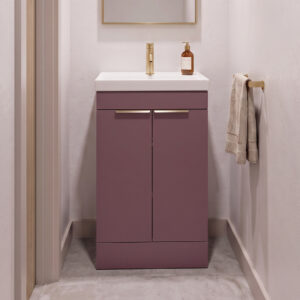 STOCKHOLM Floorstanding 50cm Two Door Vanity Unit Matt Cashmere Pink