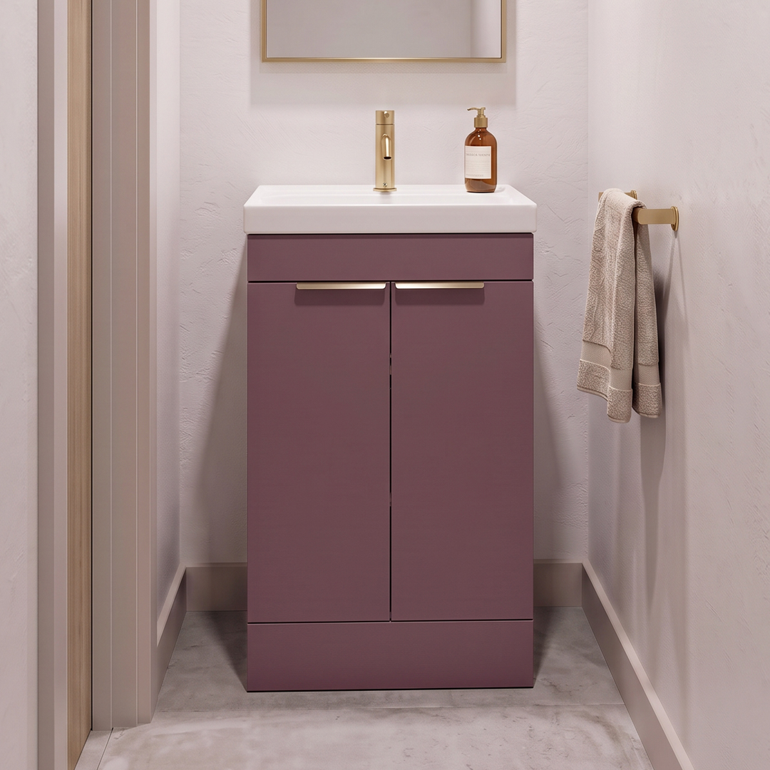 STOCKHOLM Floorstanding 50cm Two Door Vanity Unit Matt Cashmere Pink