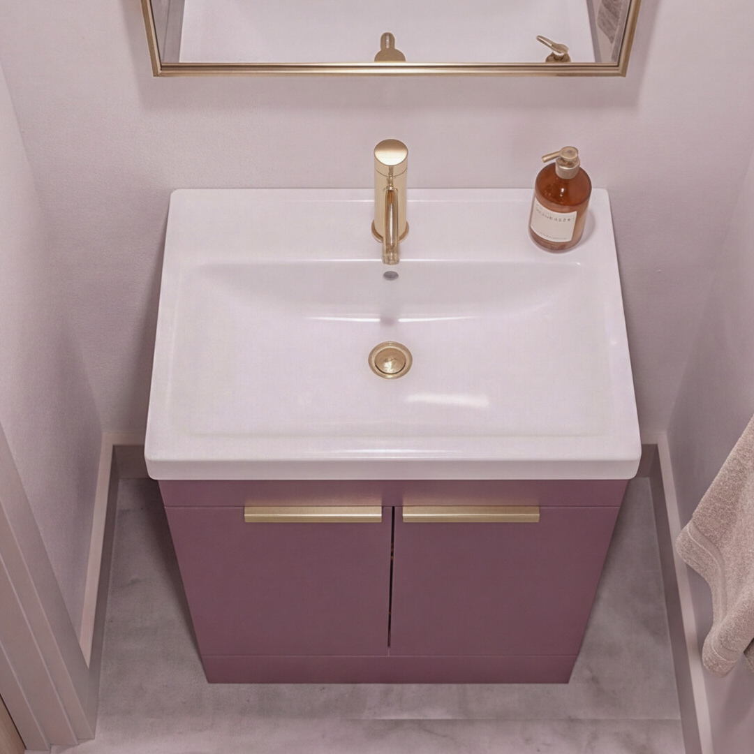 STOCKHOLM Floorstanding 50cm Two Door Vanity Unit Matt Cashmere Pink - Image 3