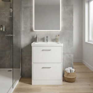 FINLAND Floorstanding 60cm Two Drawer Vanity Unit Matt White
