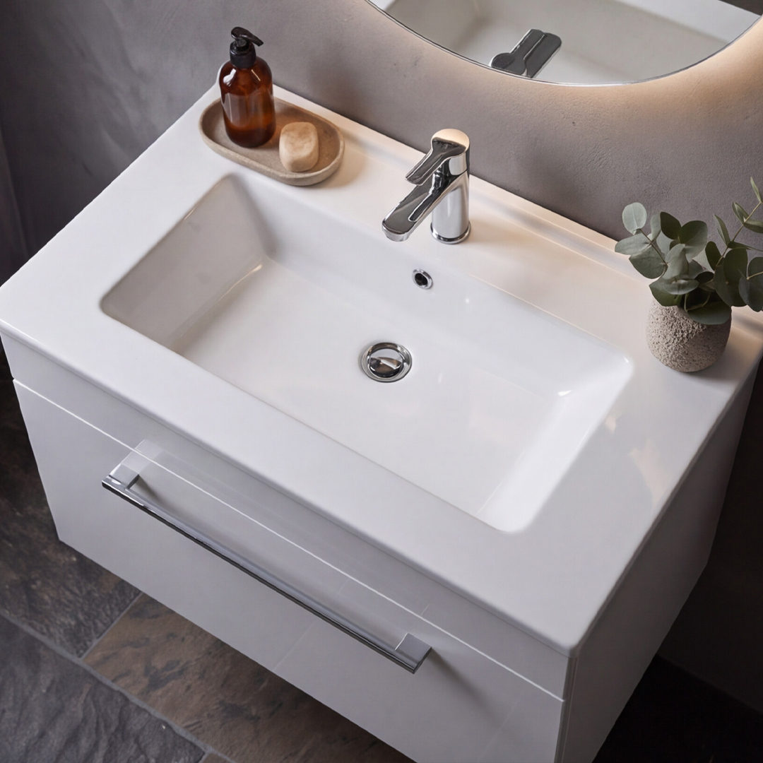 Oslo 615mm White Wall Hung Vanity Unit - Image 3